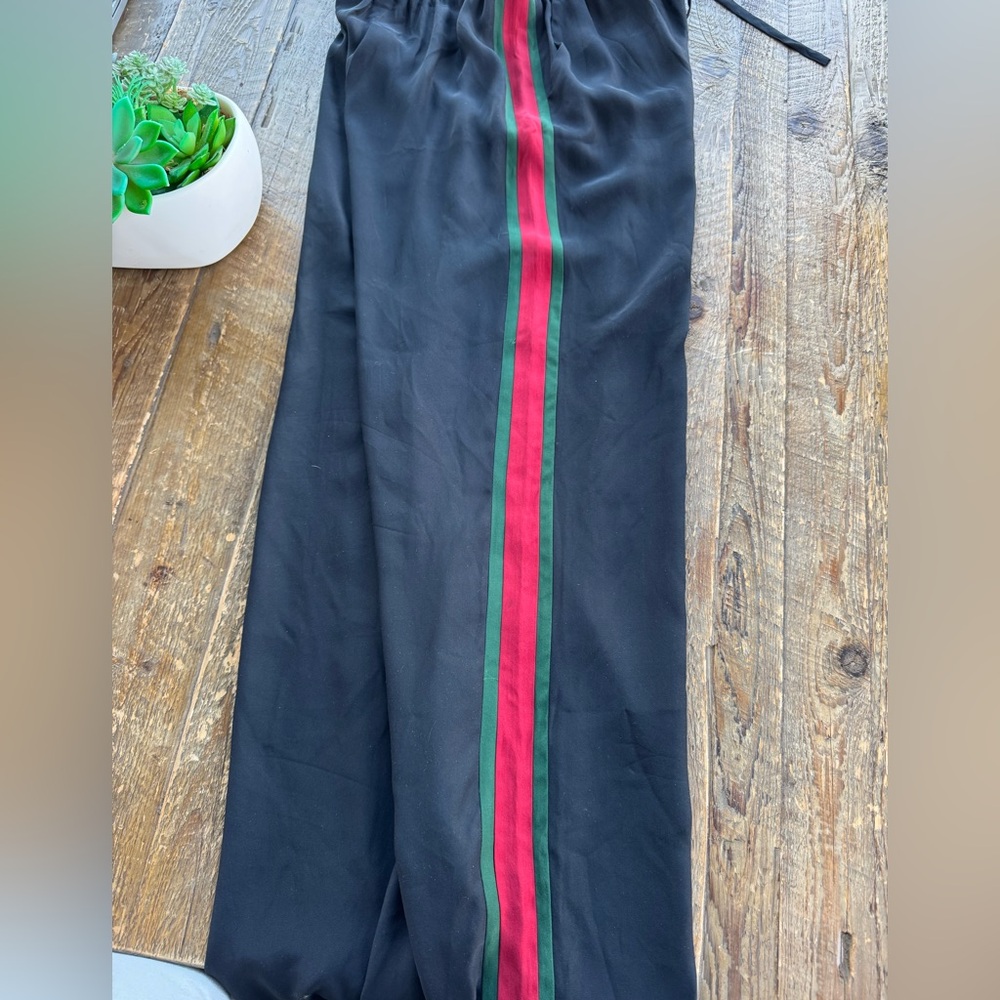 Acrobat Gucci stripe 100% silk track pants